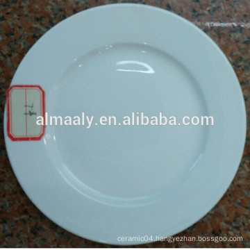 high white ceramic dinner plate round shape for star hotel